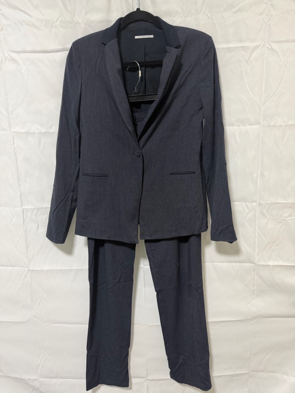 T Tahari Women’s Navy Single-Button Suit Jacket and Trousers